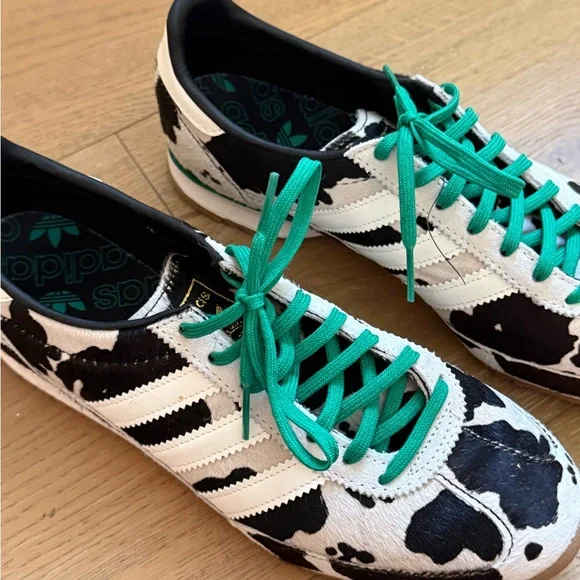 adidas Cow Print Sneakers with Green Laces - Picture 2 of 2